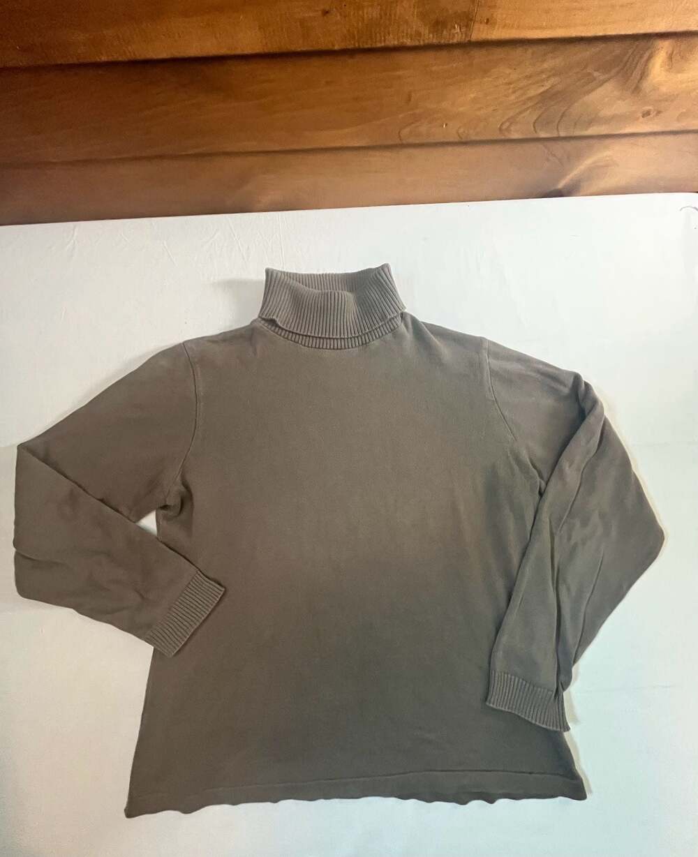 Linda Lundström Brown Turtleneck Knit Cotton Sweater Size 14-16